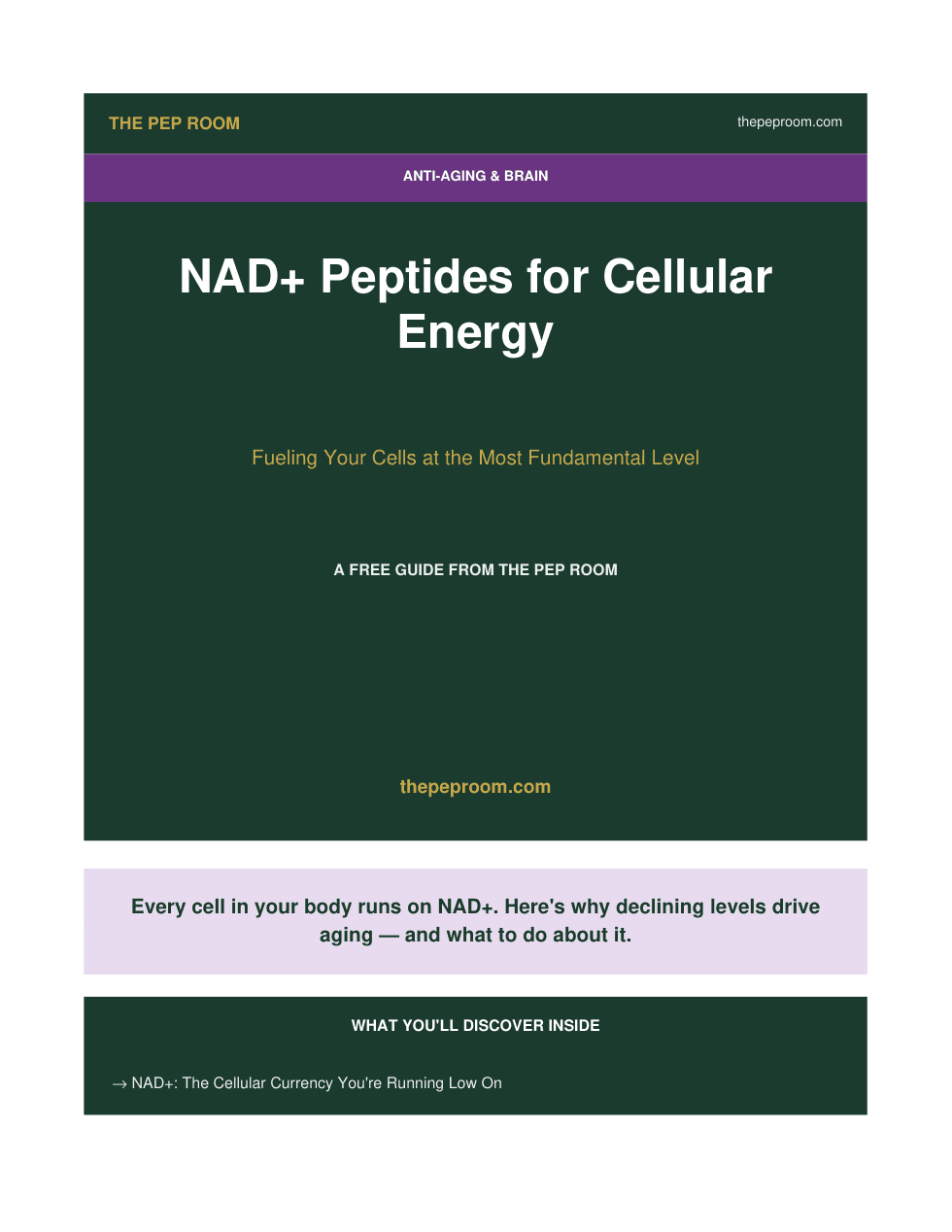 First page preview of NAD Peptides Cellular Energy Guide